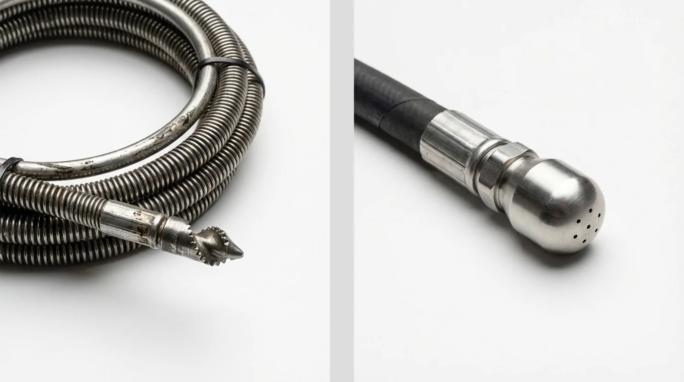 Drain snake cable and hydro jetting nozzle used for drain cleaning in Tremont, PA