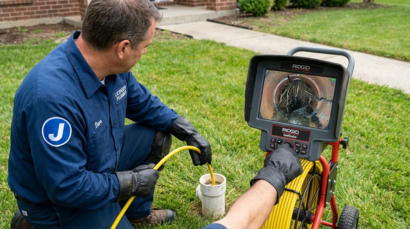 Sewer camera inspection being performed by Johns Plumbing LLC in Tremont