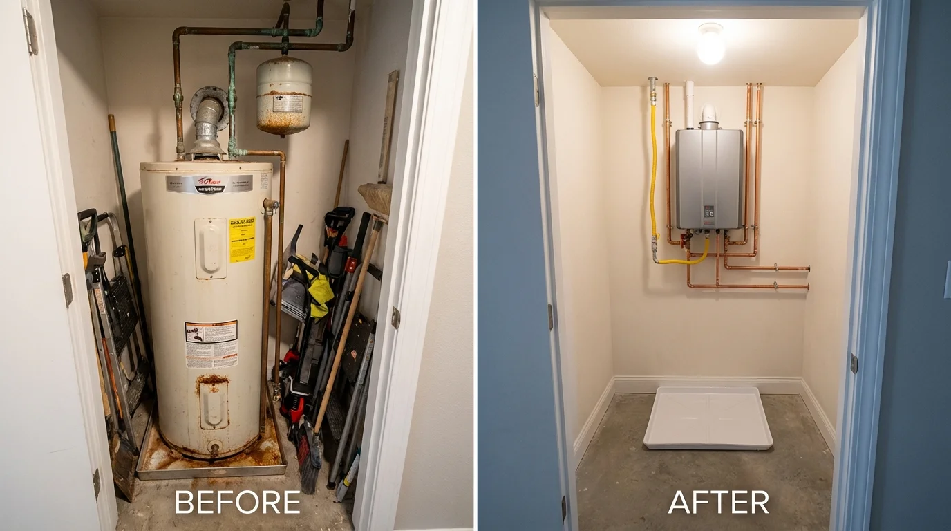 Tank water heater versus wall-mounted tankless unit comparison for Tremont, PA homeowners